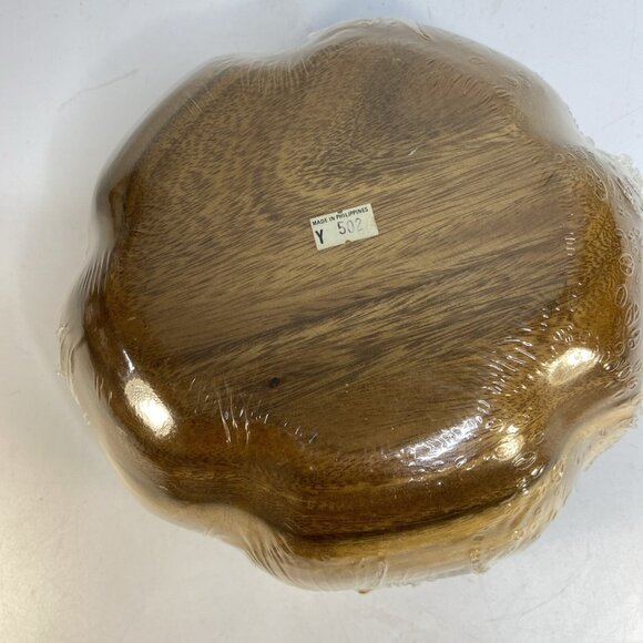 Hilo Hattie Wood Salad Bowl Set Hawaiian Tiki Luau Philippines Utensils New MCM - Picture 4 of 8